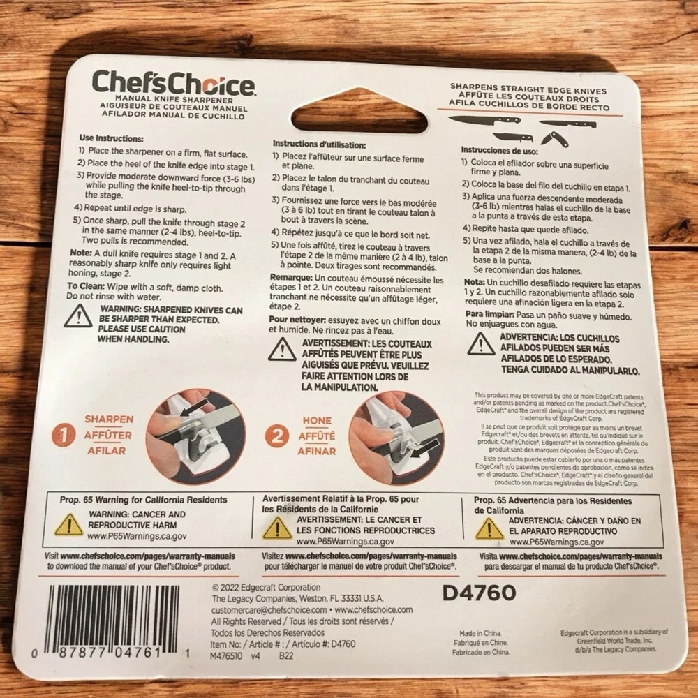 2 Pack Chef's Choice Manual Knife‎ Sharpener Double Bevel Carbide & Ceramic
